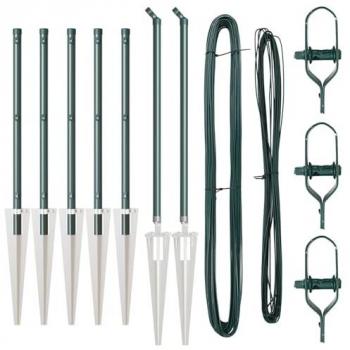 Juego de Postes de Valla Verde 7 Pcs Ø32mm 100 cm