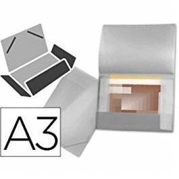 Carpeta de gomas lomo flexible con solapas marca Liderpapel Din A3 transparente