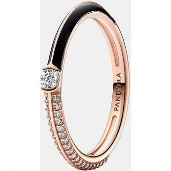 Anillo Dual Negro y Pavé Pandora ME