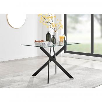 FurnitureboxUK Leonardo 120cm 4-Seater Glass And Chrome Metal Starburst Dining Table
