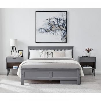 FurnitureboxUK Azure Grey Wooden Solid Pine Quality Double Bed Frame (Double Bed Frame Only) Modern Simple Design