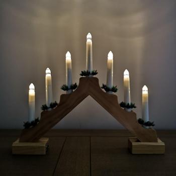 Premier 7 Bulb Wooden Candlebridge - Battery Operated