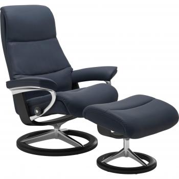 Stressless View Relaxsessel „Signature“ – Set mit Hocker, Größe M, Gestell Schwarz