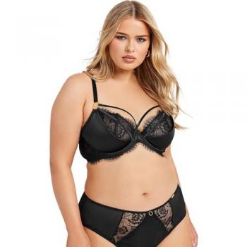 Underwire Lace Strap Bra in Black, Size 40G
