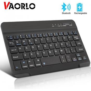 VAORLO Compact 7‑inch Bluetooth Keyboard for iOS/Android/Windows – Rechargeable, White