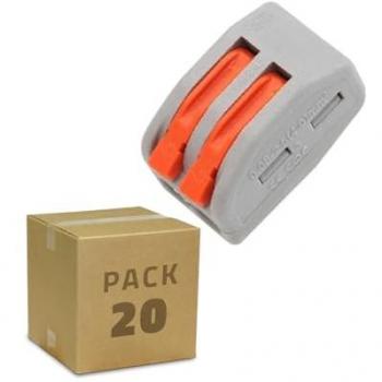 Pack de 20 Connecteurs Électriques 2 Entrées PCT-212 - 0.08-4mm² - Gris