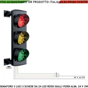 Securvera Semaforo 3 LED (Rossi-Gialli-Verdi) Vetro 24Vac 3W