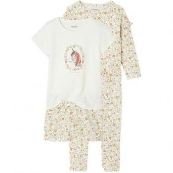 Lot Pyjamas Fille VERTBAUDET Flower Power Bleu Pâle