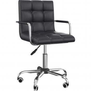 Vinsetto Mid Back PU Leather Desk Chair, Swivel, Armrests, Wheels, Adjustable Height, Black