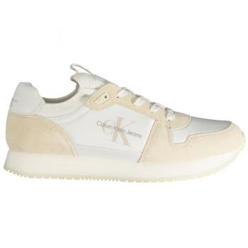 Men's Calvin Klein Jeans RUNNER SO LACEUP Trainers Bright White/Eggshell - Tan Size 10