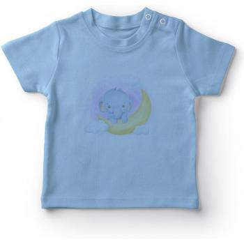Camiseta Azul Elefante Bebé Niño con Luna Angemiel