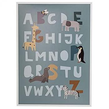 Alphabet-Bild mit Tieren in Kiefernholz