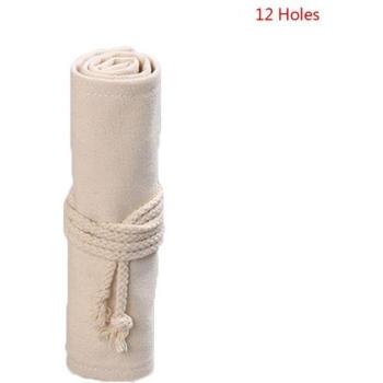 Canvas Roll-Up Makeup and Pencil Holder with 12/24/36/48/72 Holes