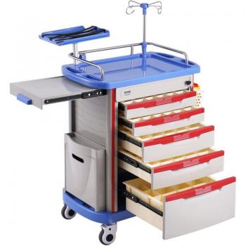 Móvil Médico Vevor: Carro Laboratorio 5 Niveles, Material PP y Botes de Basura