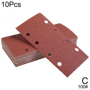 10pc Square Flocking Sandpaper Sheets 8 Hole Assorted Grit 40-800 for Car Polishing Tools 185x95mm