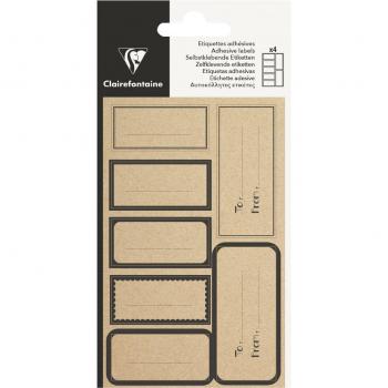 Etiquette adhésive Clairefontaine Rectangle Kraft Noir