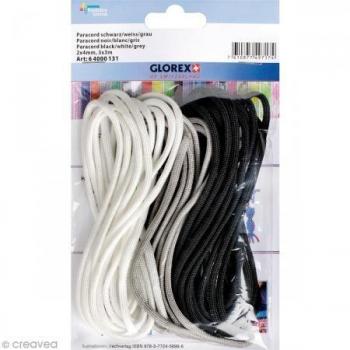 Schweißen & Outdoor: Glorex 3 m Paracord Schwarz‑Weiß‑Grau