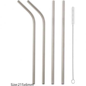 Reusable Cocktail Straws with Cleaning Brushes