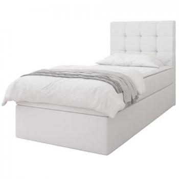 MIRJAN24 Luanda Single Boxspringbett mit Bettkasten und gepolstertem Kopfteil, Bonell‑Matratze + Topperr
