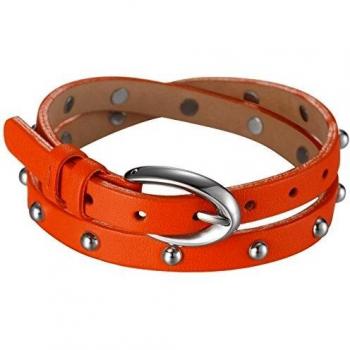 Esprit Armband Rock Rio Caribian Coral, aus Leder, Edelstahl, Orange, 38cm lang