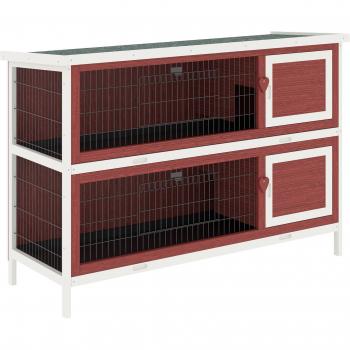 Pawhut Wooden Rabbit Hutch Two Floors for Guinea Pigs and Ferrets 136.4x50x93cm
