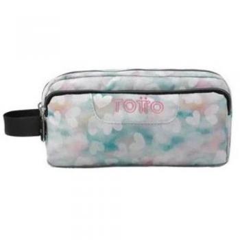 Estuche escolar tres compartimentos corazones pastel totto ac52eco009-2311z-4hx