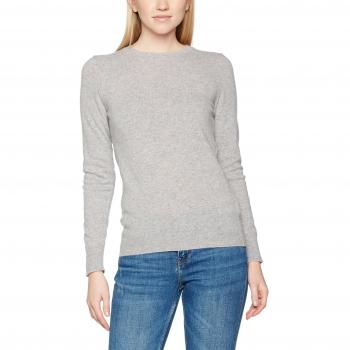 United Colors of Benetton Women's Merino Crew Neck Sweater, Grey Melange, Size XS