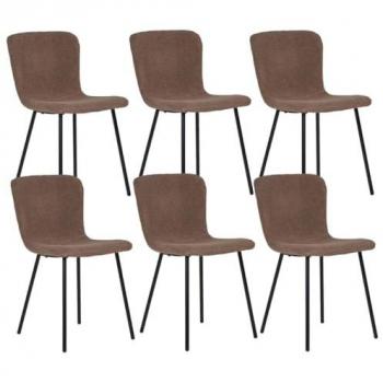 Set de 6 Chaises Tissu Bouclé Marron - Altobuy