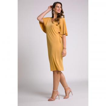 Abito Occasion Viscosa/Poliestere Arancione Taglia 64/66 con Maniche ad Aletta e Scollo a V
