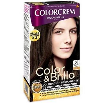 Colorcrem - Tinte permanente mujer - Tono 50 Castaño Claro, con tratamiento nutri-protector al aceite