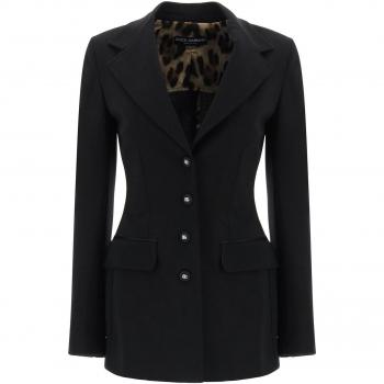 Dolce & Gabbana Blazer Nero Misto Viscosa Taglia 42