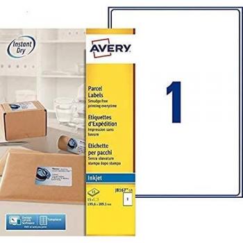 AVERY - Pochette de 15 Étiquettes Expédition Blanches 199,6 x 289,1 mm Jet d'Encre