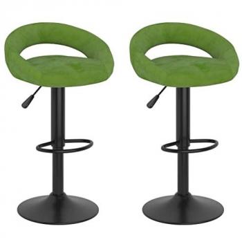 Tabourets de bar vert clair en velours - lot de 2