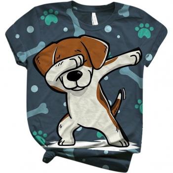 Camiseta Plus Size Harajuku para mujer, de manga corta, top suelto con diseño de animales en 3D, cuello redondo