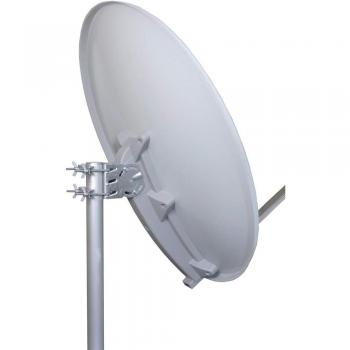 WISI Orbit Line Offset-Satellitenantenne OA10A in Light Grey - 100 cm Reflektor mit 40mm LNB-Halterung, Feedarm und Mastbefestigungsschellen - Vollständige Satellitenschüssel mit Montagezubehör