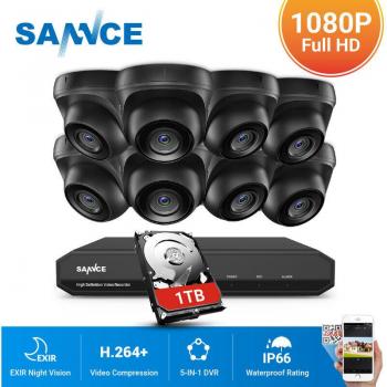 Sannce - Heim-Sicherheitskamera-Set 1080N mit DVR und 8 Kameras