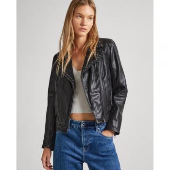 Chaqueta de Cuero Summer Negra para Mujer