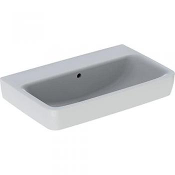 Renova Compact 650 × 370 mm Waschbecken – weiß, ohne Hahnloch, Überlauf vorhanden
