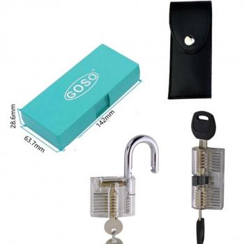 14pcs GOSO Locksmith Kaba Tool Set with Transparent Padlock and Broken Key Removal Picks
