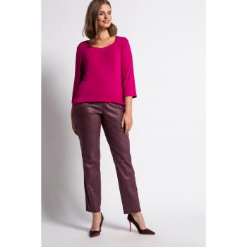 Pantaloni donna design animalier, taglio slim, cintura elastica, viola, taglia 52
