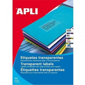 Etiqueta adhesiva marca Apli 1224 transparentes 70x37 mm caja 20 hojas con 480