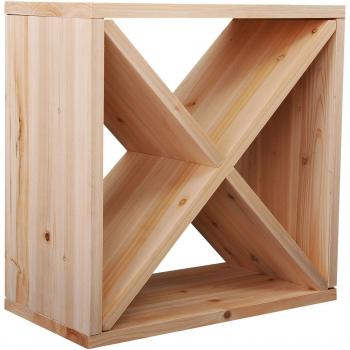 Portabottiglie per Vini e Liquori 24 Bottiglie, 4 Sezioni Legno Naturale, 50 x 26 x 50cm