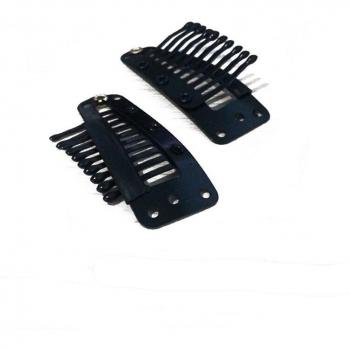 20 Pince à Cheveux Professionnelles 10 Dents Métal Snap Perruque Clips Noir