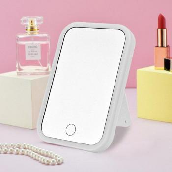 Travel‑Ready LED Makeup Mirror, Touch Screen, 3‑Light Adjustable Stand