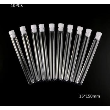 10Pcs Transparent Test Tubes with Screw Caps 15x150mm