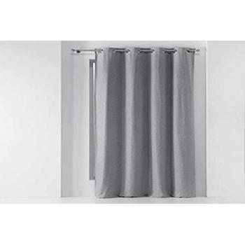 Rideau occultant chambray uni chinea Gris - 135 x 240 cm