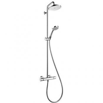 Hansgrohe 27188000 Croma 220 Air Showerpipe EcoSmart 9 l/min, 5 tipos de chorro con termostato visto, cromo