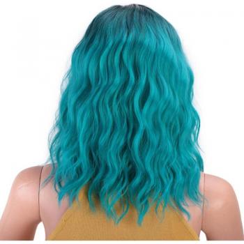 Perruque synthétique noire 14 pouces style bob ondulé pour femmes