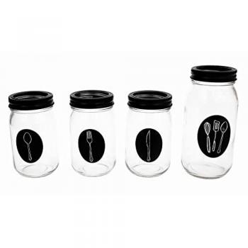 Kit de pots à ustensiles - Vivalto - Verre et métal - 4 pièces - Design élégant - Pratique