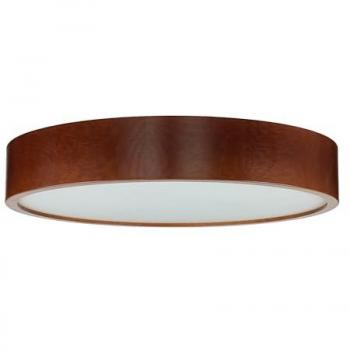 Licht-Erlebnisse Deckenleuchte ARBARO, ohne Leuchtmittel, Moderne Deckenlampe Holz Glas rund flach Wohnzimmer Lampe
